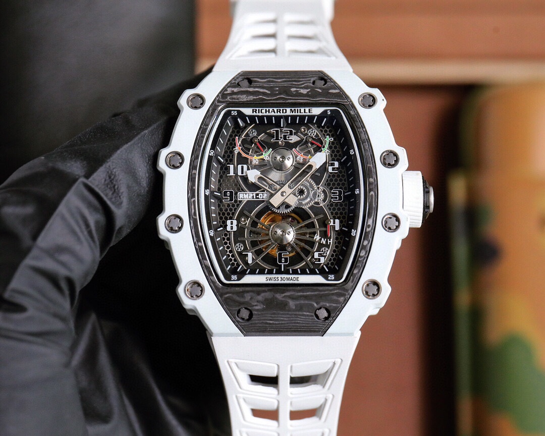 ??V2 upgraded Richard Mille RM21-02 series new upgraded 6-position flywheel with automatic imported mechanical movement 40x50x16mm carbon fiber bezel and column as the frame support, further reinforcing its precision structure. The lightweight and durable