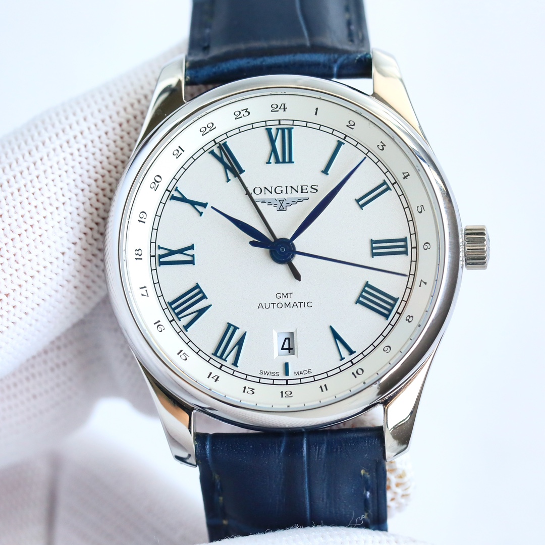 TW PRODUCED white case 1300 gold case 1350 steel strap ?50
TW Factory, LONGINES ???LZ2 latest Master Master classic Reissue GMT Dual Time zone watch, new first release! The watch features a new Roman dial with a refreshed design, combining luxury, refinem