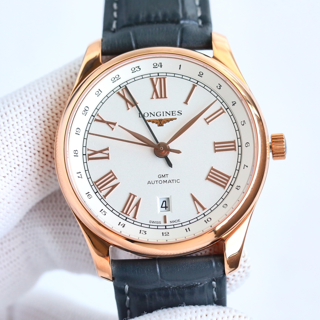 TW PRODUCED white case 1300 gold case 1350 steel strap ?50
TW Factory, LONGINES ???LZ2 latest Master Master classic Reissue GMT Dual Time zone watch, new first release! The watch features a new Roman dial with a refreshed design, combining luxury, refinem