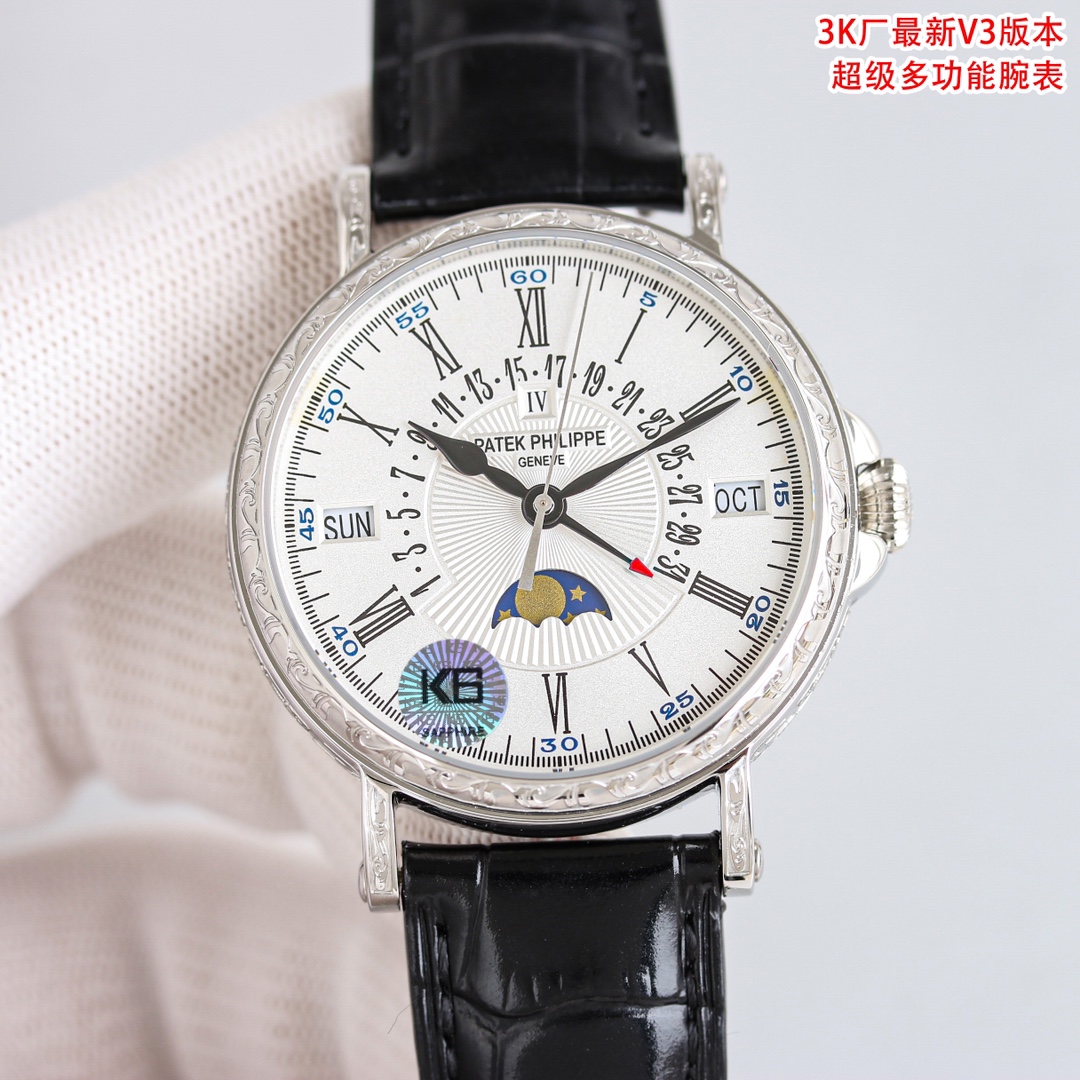 White shell 1700 Gold 1750 (carved 50 expensive)
Produced by 3K, crafted "core" from the best collection of the year - Pictet. Patek Philippe Classic Super Complex Multifunction 5159 Perpetual Calendar series watch, the latest V3 version, upgraded weight 