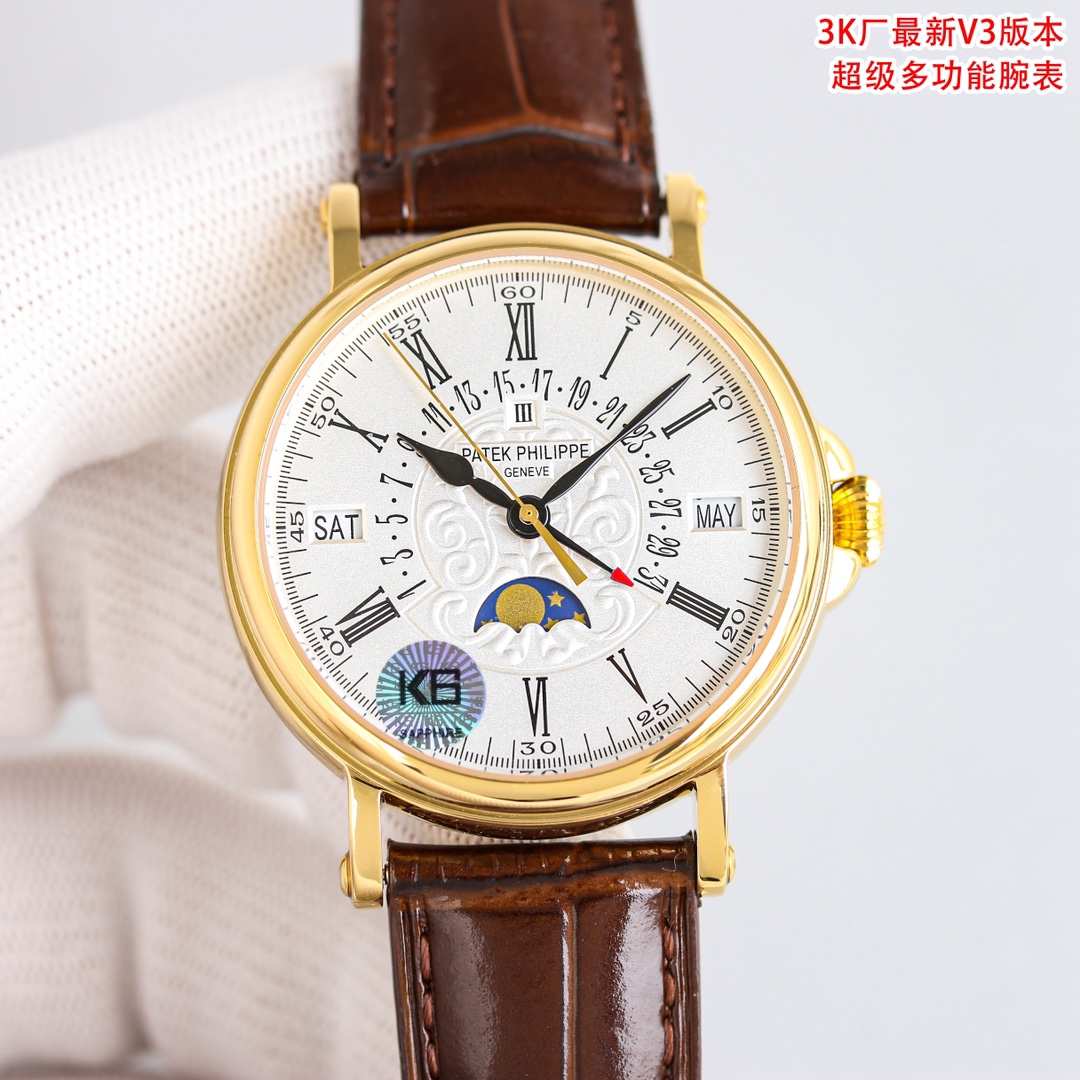White shell 1700 Gold 1750 (carved 50 expensive)
Produced by 3K, crafted "core" from the best collection of the year - Pictet. Patek Philippe Classic Super Complex Multifunction 5159 Perpetual Calendar series watch, the latest V3 version, upgraded weight 