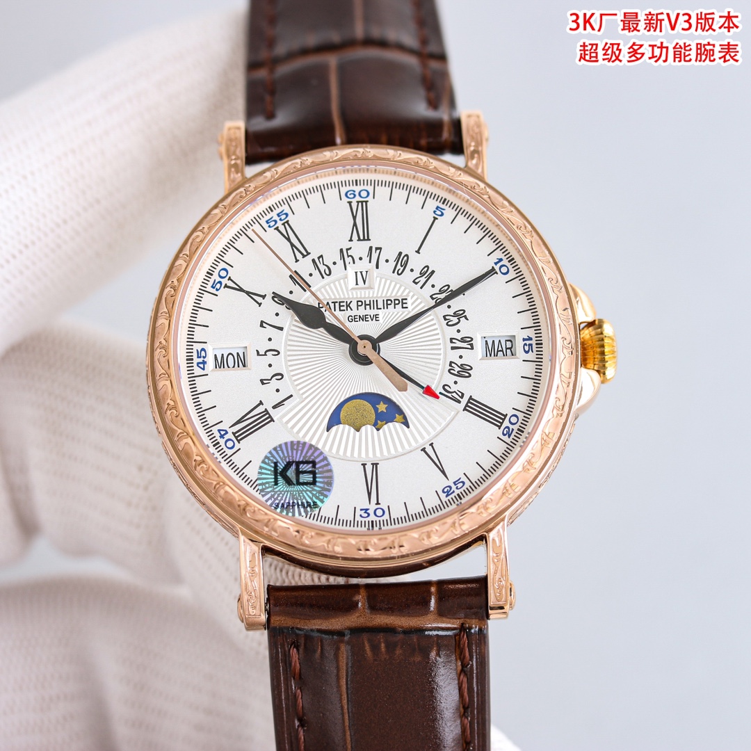 White shell 1700 Gold 1750 (carved 50 expensive)
Produced by 3K, crafted "core" from the best collection of the year - Pictet. Patek Philippe Classic Super Complex Multifunction 5159 Perpetual Calendar series watch, the latest V3 version, upgraded weight 