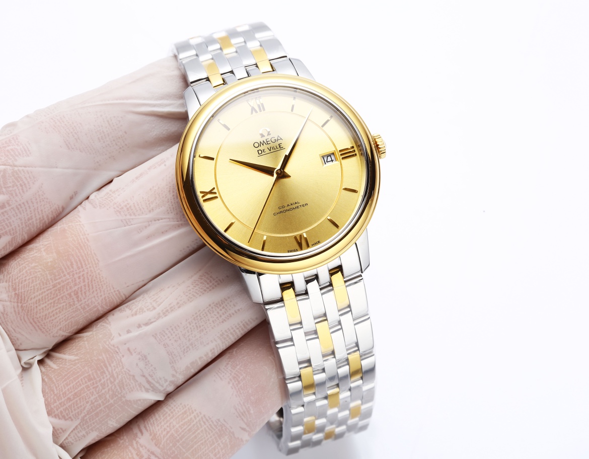 Taiwan factory production: White steel 560. Gold rose ?20. Leather strap ?50. (This product has been strictly tested for water pressure resistance, water resistance up to 120 meters ??)
Omega DE VILLE collection! After two years of development and product