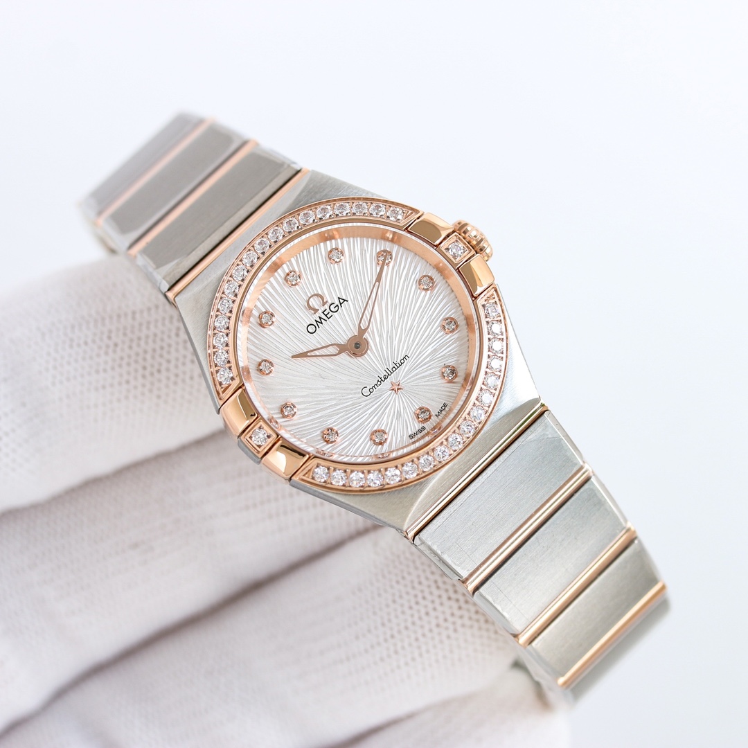 S+ sincere tribute to classic OMEGA ??DG1
Brilliant stars, writing the legend on the wrist Omega Constellation 28mm Swiss quartz watch
1. Crescent-shaped facets, adjusted gripper details are more delicate, the case and gripper blend more naturally after p