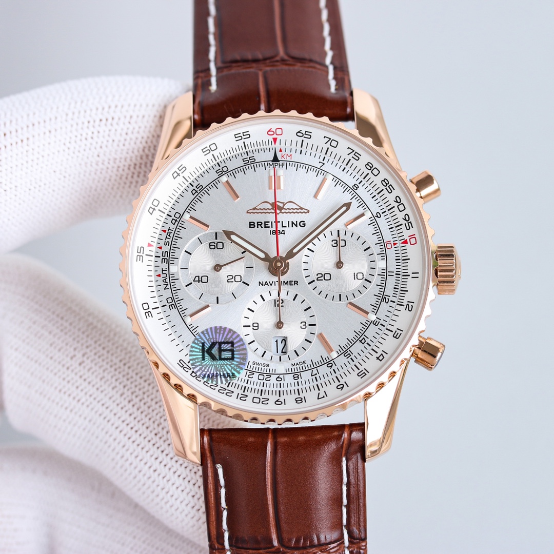 1700
To celebrate the 70th anniversary of Breitling's new Navitimer, Breitling reinterprets the classic with bold colors. 43mm in size, the updated version is undoubtedly an authentic aviation chronograph, featuring a ring-shaped flying slide ruler, stick