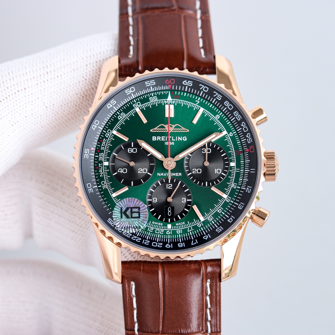 1700
To celebrate the 70th anniversary of Breitling's new Navitimer, Breitling reinterprets the classic with bold colors. 43mm in size, the updated version is undoubtedly an authentic aviation chronograph, featuring a ring-shaped flying slide ruler, stick
