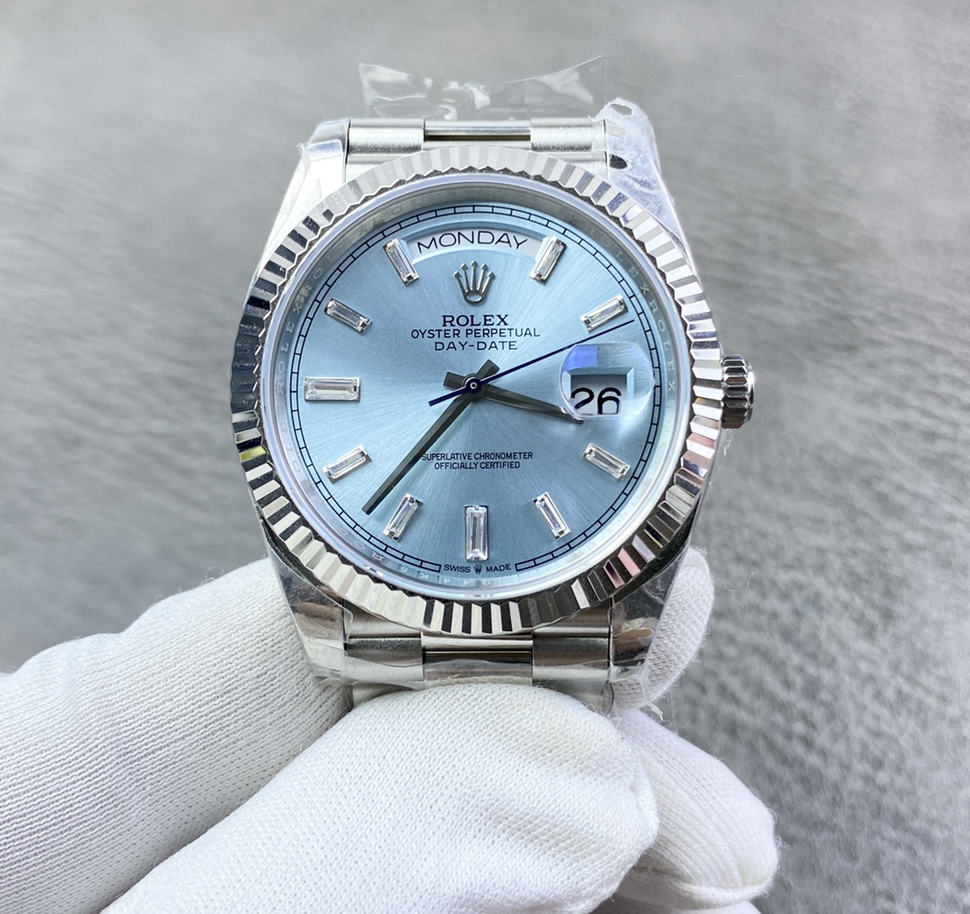 (Selected) Rolex Day-Date series m228236-0006 watch! 40mm in diameter! Ice blue dial, custom-made Swiss eta 2836 movement! This is one of the most beautiful DDS in my heart! gm factory produced, real delivery photos