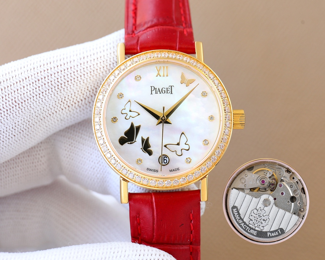 The 2024 Piaget luxury ladies watch features an original imported automatic movement, A distinctive case made of 316 stainless steel super A craftsmanship, a sapphire scratch-resistant glass crystal, and South African crystal diamond hour markers. Top-gra