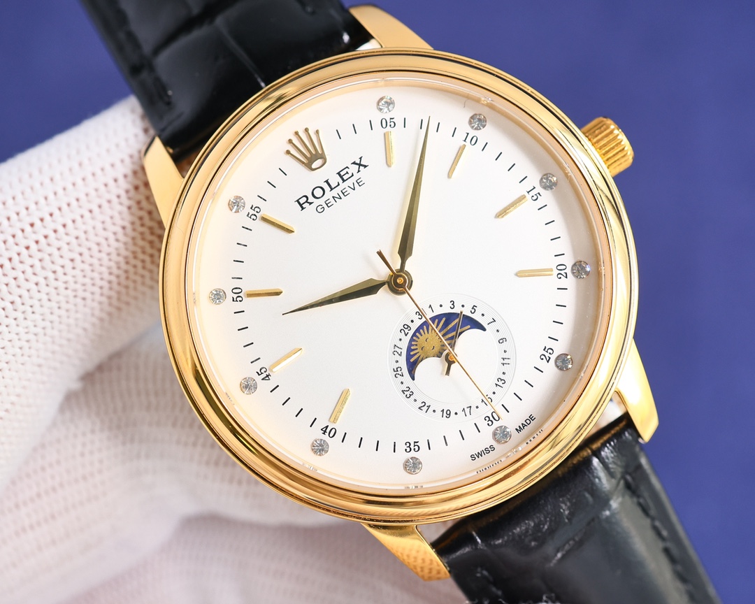2024 Taiwan factory latest masterpiece, market top version latest recommendation Rolex ?? Cellini Moon Phase series. Men 's watch simple yet elegant [Victory] Equipped with precise Swiss ETA2824-2 movement (6-position true date and 24-hour sun, moon and s