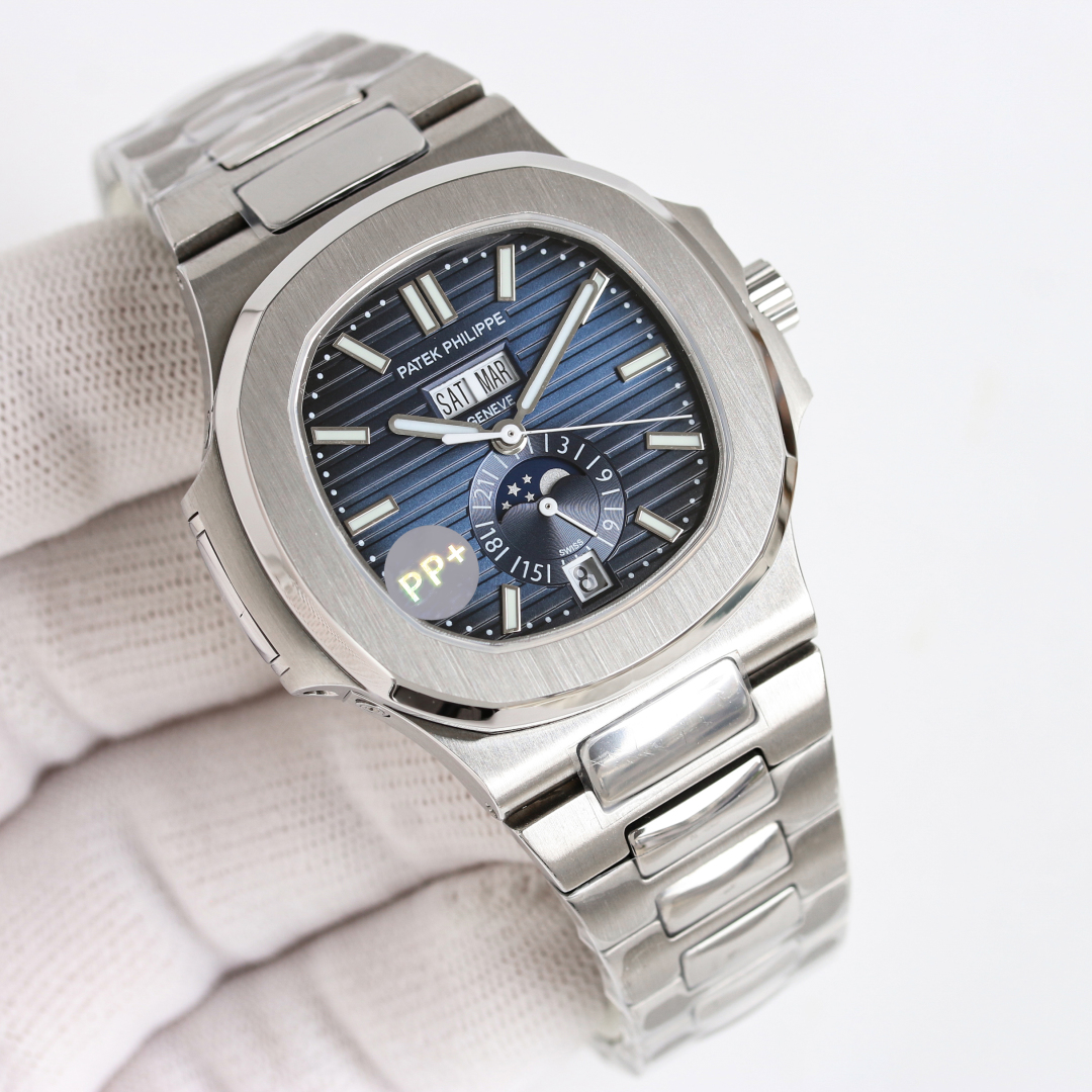 1600
PP?Factory one watch three straps ?? wear, sex ratio preferred
Patek Philippe PP Nautilus series ??CM6 Ref.5726Nautilus series Perpetual calendar watch All-in-one machine True Moon phase
The Nautilus series' consistent design of the spiral window cas