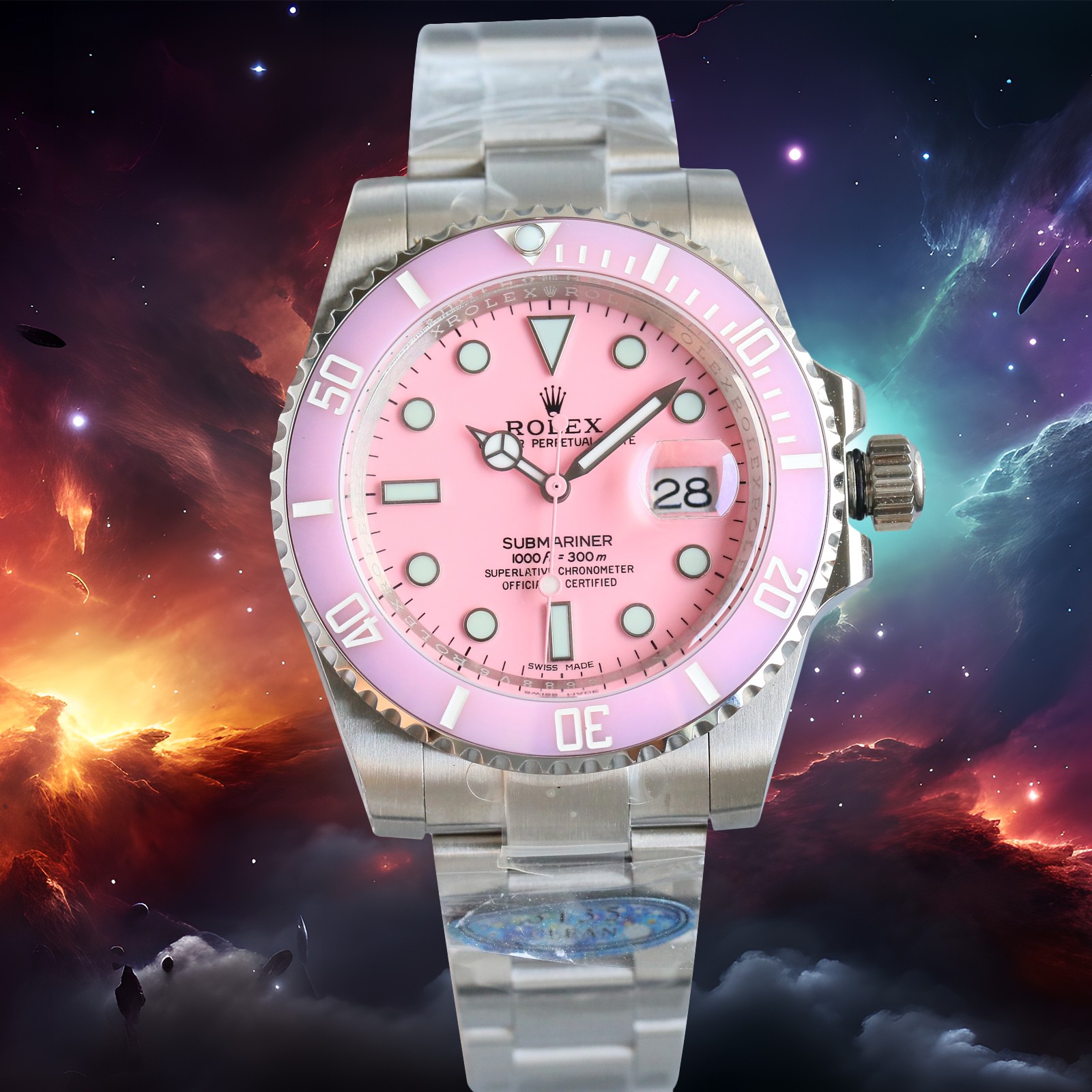 The latest official Tiffany Blue/pink/yellow Submariner SUB series of ROLEX has launched a brand-new and popular commemorative model to commemorate the 70th anniversary of the Submariner crew. (1. The bezel is made with a unique color formula and precisel