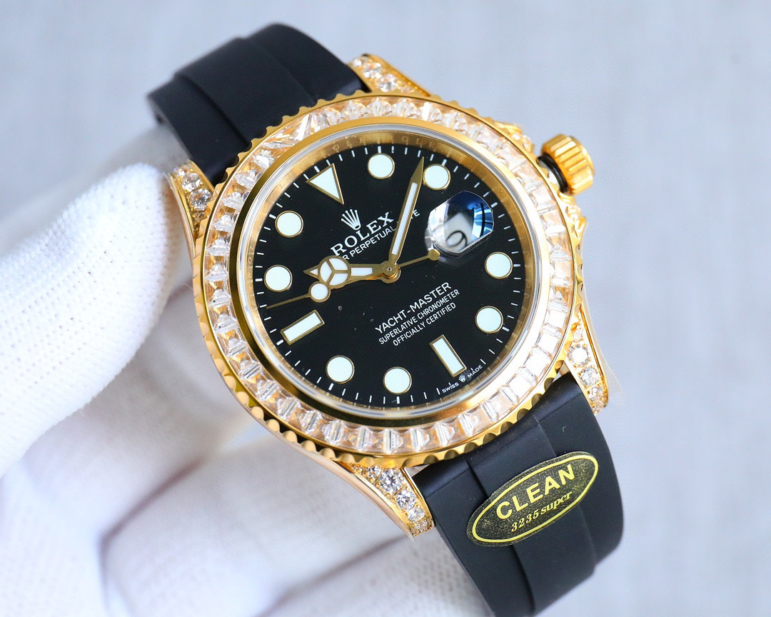 C Factory clean produces white case 1350 and gold case 1400
C factory clean ROLEX Yacht Rainbow Diamond Series ???PL1 Yacht Master Model SERIES size 42MM case Hidden 226679TBR officially available, Global limited edition. ??18K white gold plated bezel set