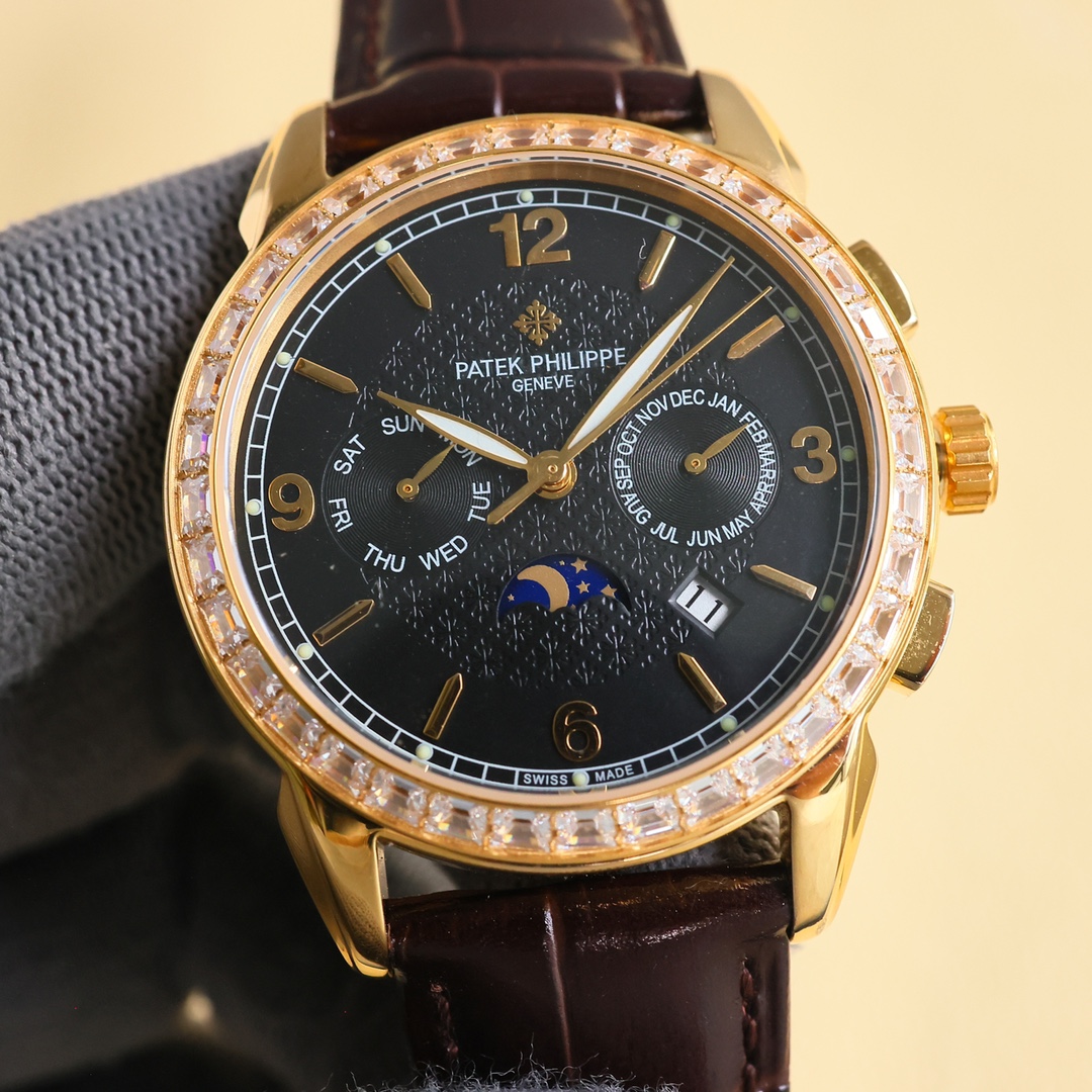 ?? White shell 1500 Gold shell 1550
[New Recommendation] Patek phiippe Complex Sun and Moon Function on the market [666][666] With the functions of day, month and date all in one, the best men's watch! Equipped with the 9100 mechanical movement, inherits 