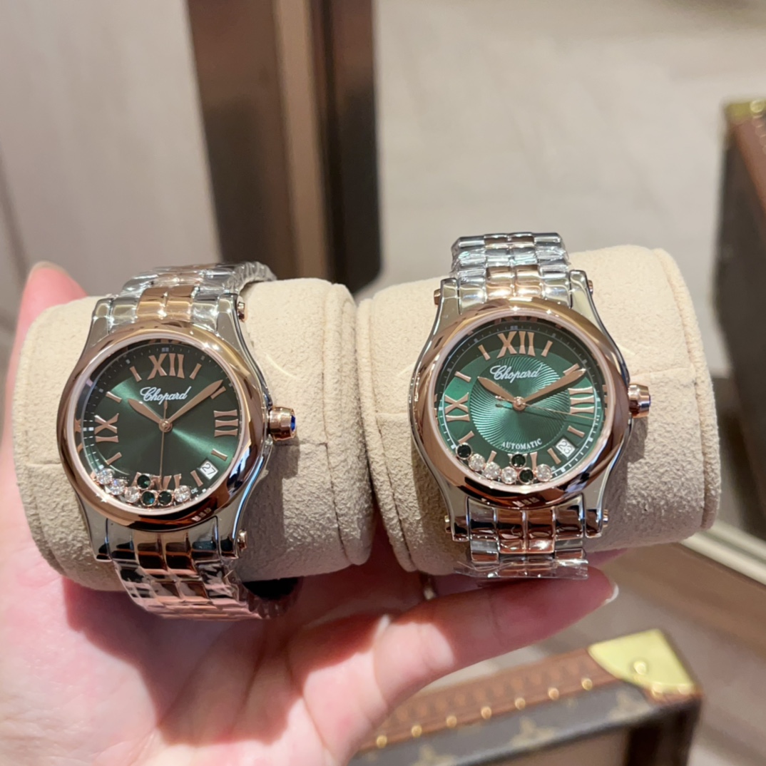 ?? White case 300, gold 320, diamonds ?20
?? Green Diamond ?? HAPPY DIAMONDS
Three dial diameters: 30mm, 33mm, 36mm (33mm, 36mm have 5 diamonds, 7 diamonds)
As Chopin's most ? hot ? best-selling series a ? interpretation by straight ? exquisite skill Chop