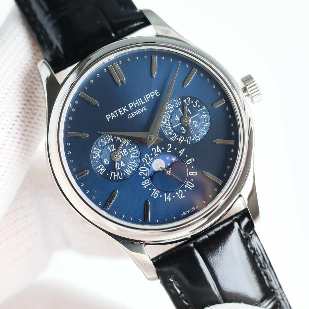 SJ's white case 1450 and gold case 1500
Patek Philippe PP ??RK1 Super complication 5327, 5140 series watches, the most classic style of the perpetual calendar.
With a dress diameter of 39mm, it is of moderate size and suitable for all kinds of professiona