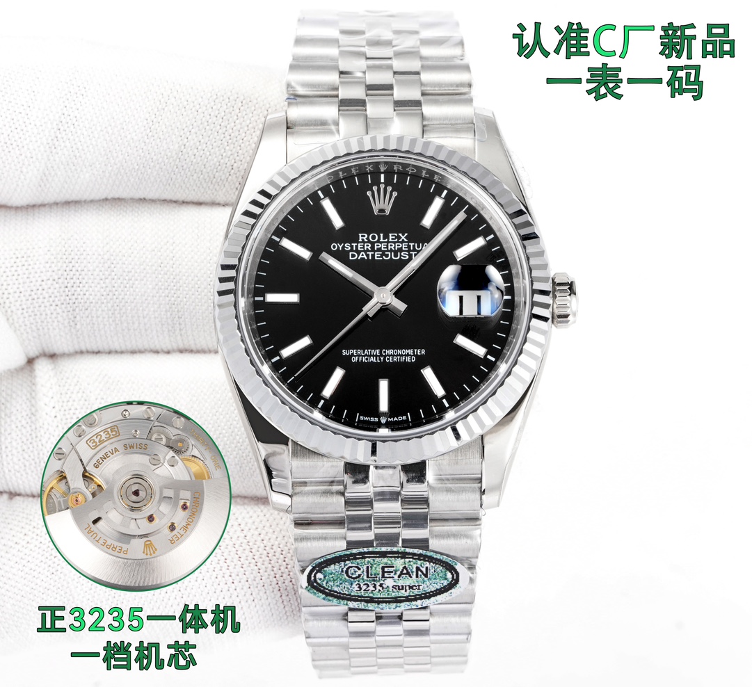 1350
clean Factory /C factory ROLEX Datejust series ??CM2 latest release, custom version one watch one code, popular 36mm diameter Datejust 3235
??: Equipped with one-to-one Super 3235 integrated movement with adjustable calendar function, no stopper move