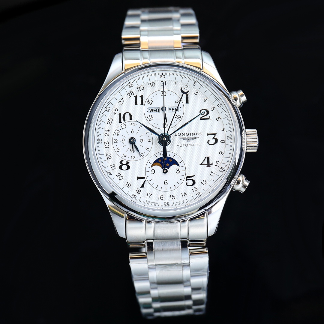 1,550 yuan ?? New Longines L2.773.4 eight-hand multi-functional mechanical
??
[Movement] Equipped with ??7751 automatic mechanical movement, original L2.687.5 latest automatic hammer, upgraded and improved technology mature very stable power reserve up to