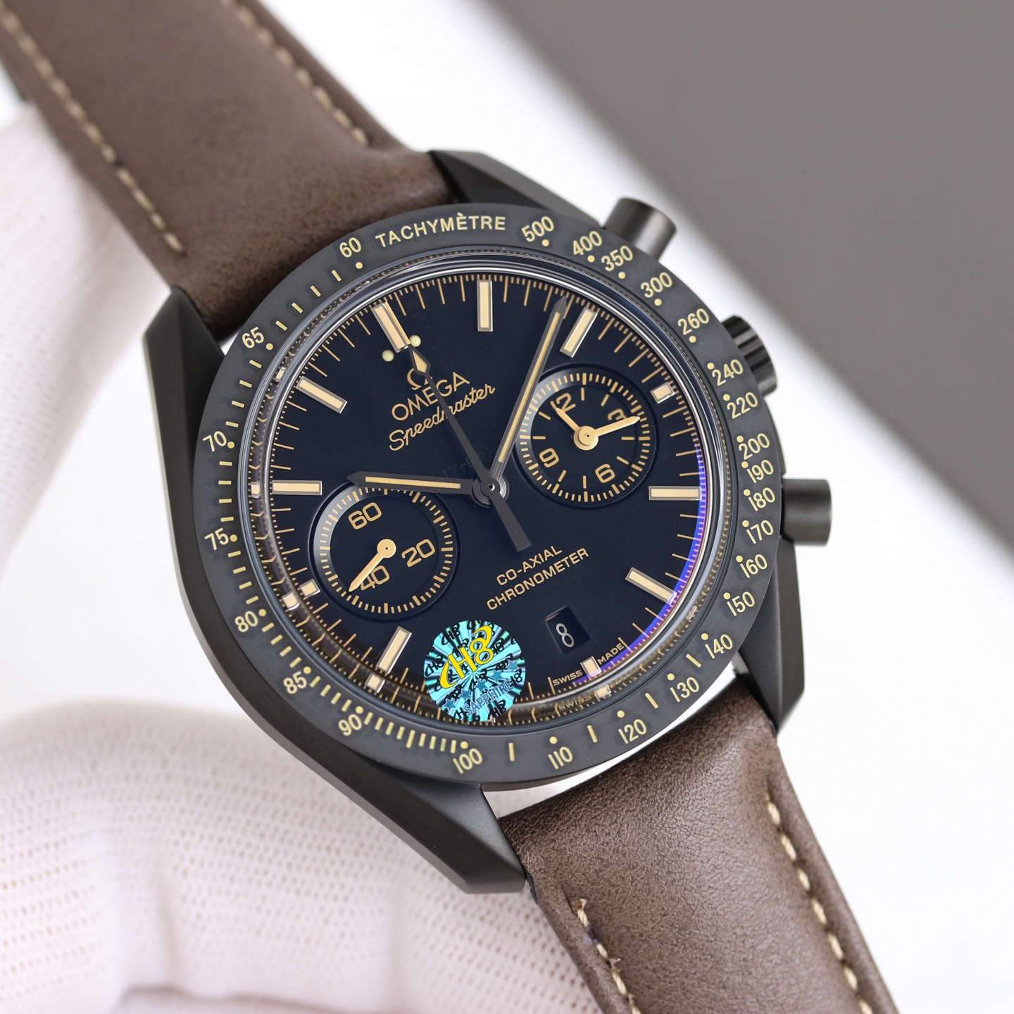1850
TVS pioneer, Omega Speedmaster Moon Dark Dial 311.92.44.51.01.006
44.25mm coaxial chronograph, in-house developed 9300 movement 3 o 'clock dial [12 hours] and [30 minutes] cumulative chronograph dial, all functions and appearance in accordance with t