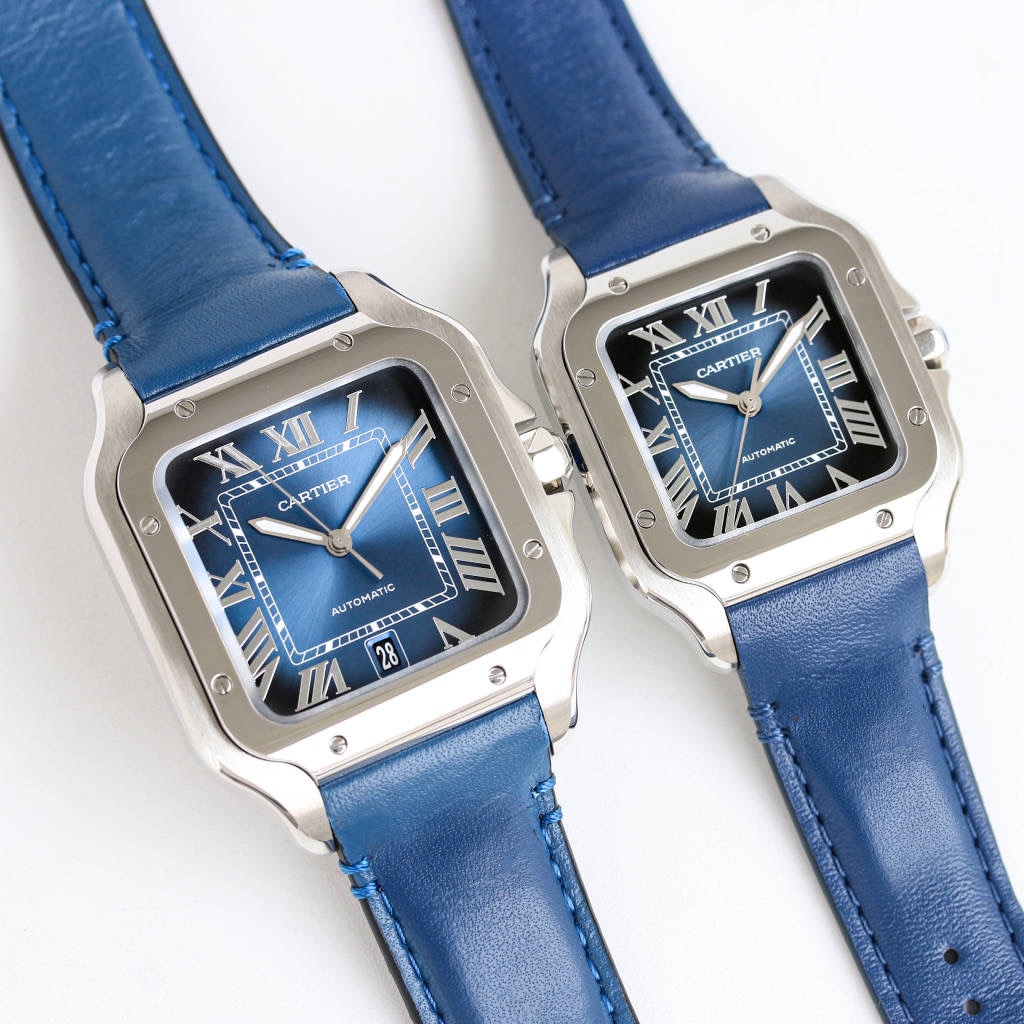 SJ white shell 1300 Gold shell 1350
TW PRODUCED - CARTIER SANTOS series watch ??AF5 can come OUT in BV package
Technical features:
1 ? Crystal: Sapphire crystal with ten fisheye glass
2 ? Strap: Stainless steel bracelet, Italian cowhine strap, head grain 