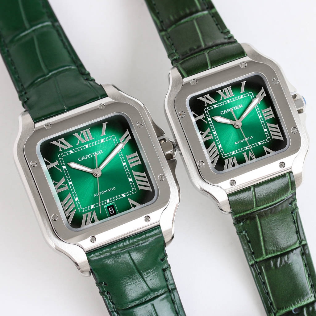 SJ white shell 1300 Gold shell 1350
TW PRODUCED - CARTIER SANTOS series watch ??AF5 can come OUT in BV package
Technical features:
1 ? Crystal: Sapphire crystal with ten fisheye glass
2 ? Strap: Stainless steel bracelet, Italian cowhine strap, head grain 