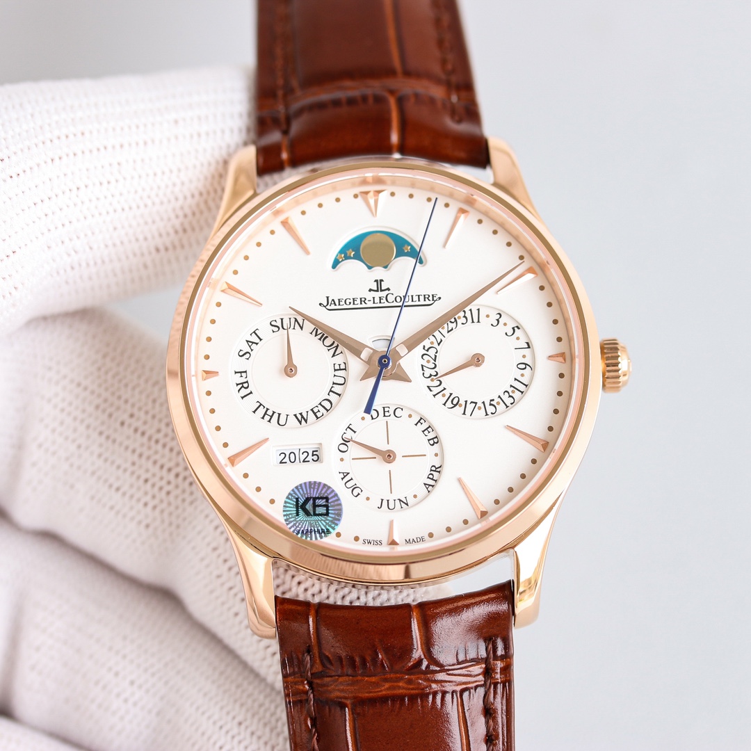 White case 1700 Rose gold 1750 (plus 50 with diamonds)
GR Factory's new product, after three years of research on the Jaeger-lecoultre Master All-function Perpetual calendar mechanical movement, reproduces the Jaeger-lecoultre Master Perpetual Calendar au