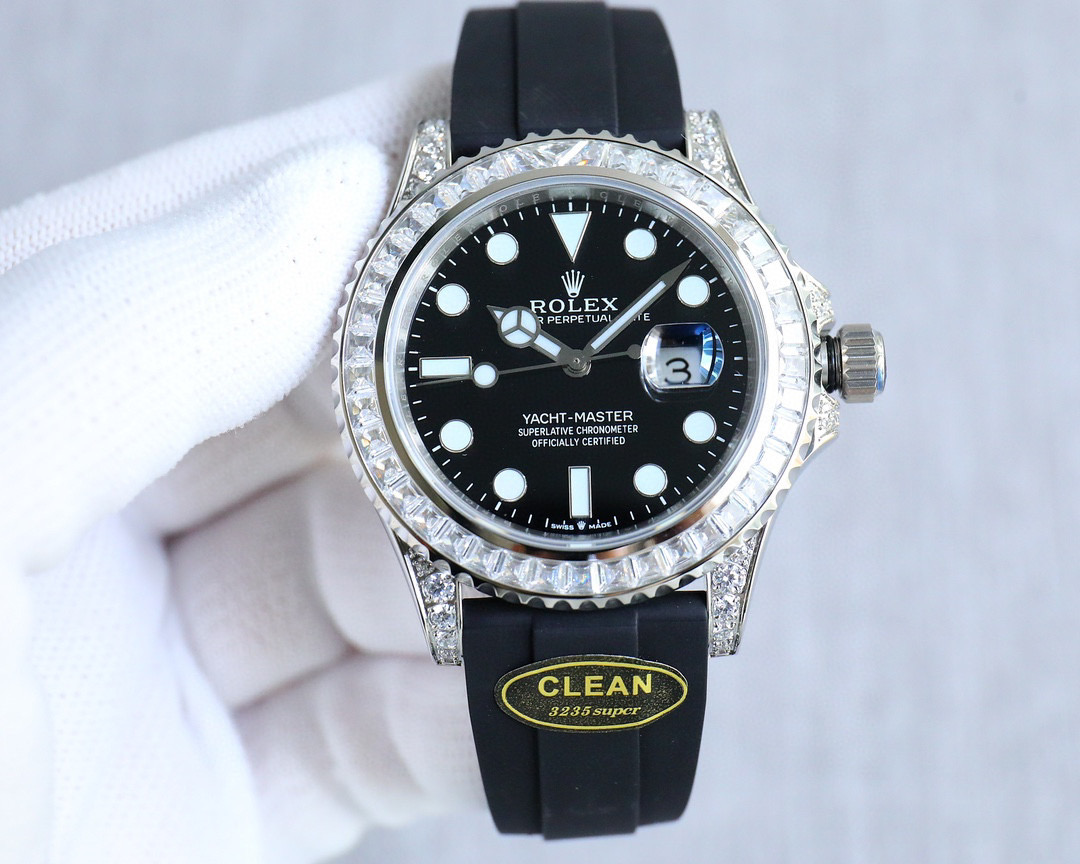 C Factory clean produces white case 1350 and gold case 1400
C factory clean ROLEX Yacht Rainbow Diamond Series ???PL1 Yacht Master Model SERIES size 42MM case Hidden 226679TBR officially available, Global limited edition. ??18K white gold plated bezel set
