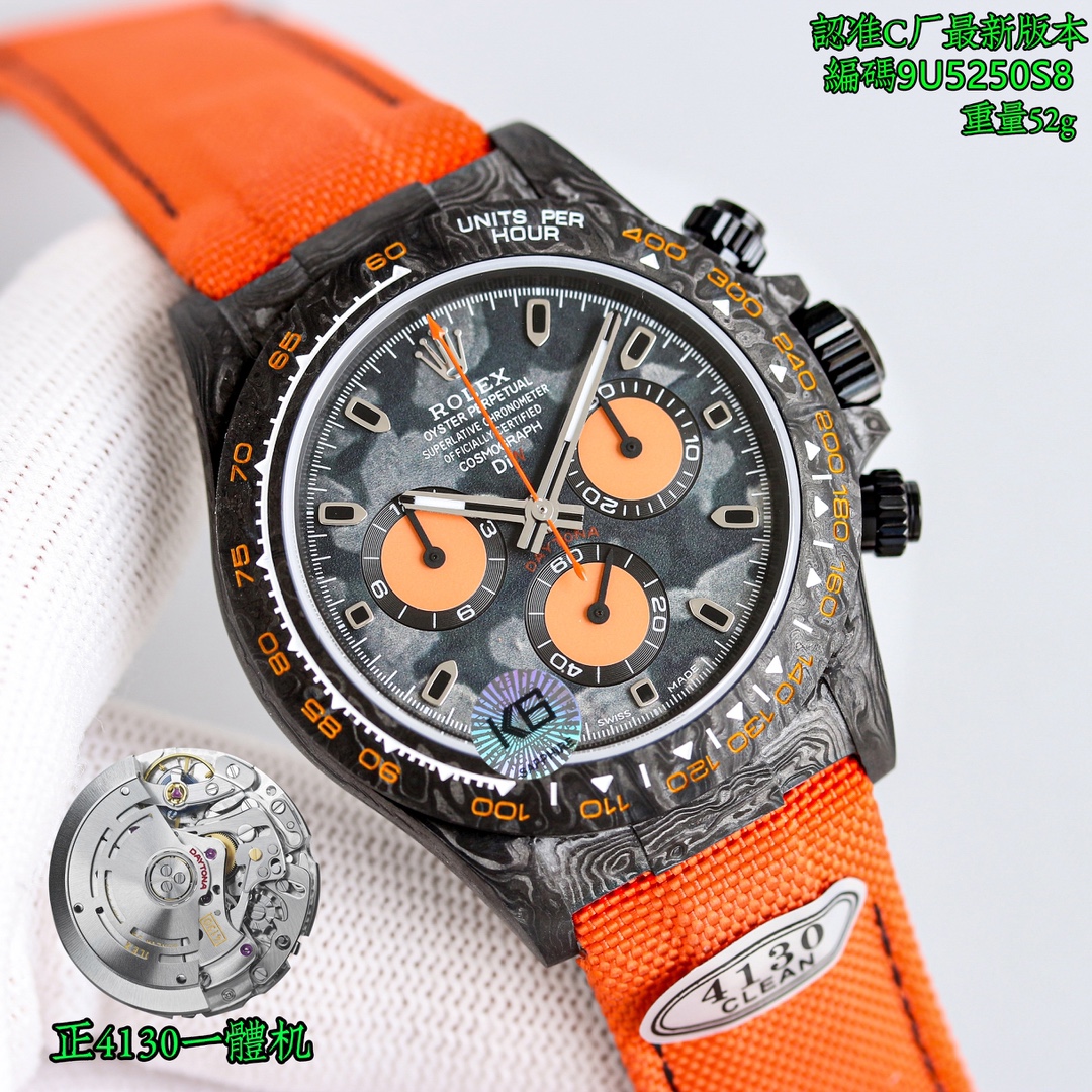 Carbon fiber: 2950
C factory /clean, must be fine, (updated custom ultra-light carbon fiber material, one case, one clasp, make the watch ?? watch MORE EASY and QUICK, comfortable to wear, full ??)
ROLEX Cosmochronograph Daytona carbon fiber integrated ca