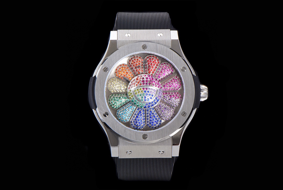 SJ 1500
HB Hengbao Yubo Exclusive First Release Sunflower Classic Fusion Series Takashi Murakami WATCH 507.CX.9000.RX.TAK21 Limited collection 200 pieces ??HB1
Case: Satin and polished black
Diameter: 45mm, thickness: 13.45mm
Water resistance depth of 50 