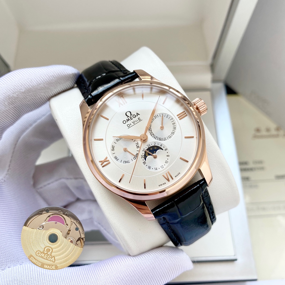 White shell 520, rose gold 540, steel band +20. ???? De Ville Classic multi-function watch 3 o 'clock 6 o 'clock with day date 24 hours moon phase function in 3836 movement (stable accurate timekeeping) The side of the case is decorated with brushed finis