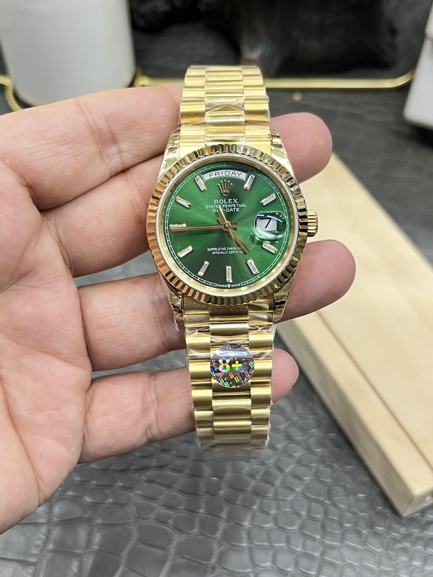 8+ Rolex Datejust Sunday /36mm all-gold green dial/Shanghai 2834 Automatic Mechanical