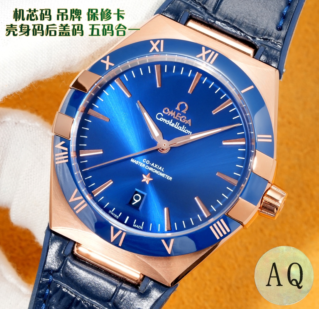 OMEGA Constellation Fifth generation Constellation Ceramic Bezel collection! New 41MM original size watches! Upgraded 6-position black balance wheel movement (five yards in one)
1 ? bezel upgrade, original uniform polished imported ceramic bezel, scale wi