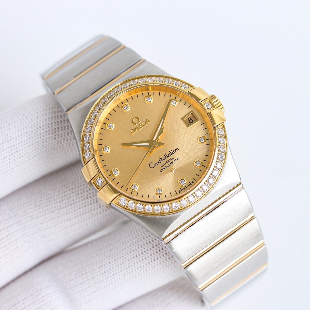 OM white case 1250 Intermediate gold 1300 Full gold 1350 Round diamond ?50 Roman diamond ?150
OM+Factory quality ratio preferred
The OMEGA Constellation 38mm ???HL1 stands out in its classic name. The 38mm Omega Constellation 4th generation men's home wat
