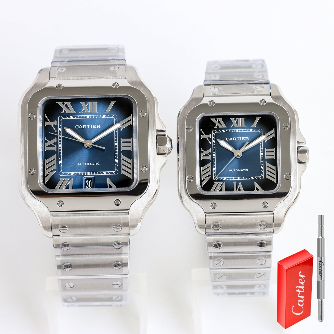 SJ white 1600 ring mouth electroplated 1650 electroplated steel band +100 women's ring mouth diamond ?100
BV factory production - Cartier SANTOS series watch
Technical features: Santos series ??AF5
1 ? Mirror: Sapphire glass watch crystal + fisheye glass,