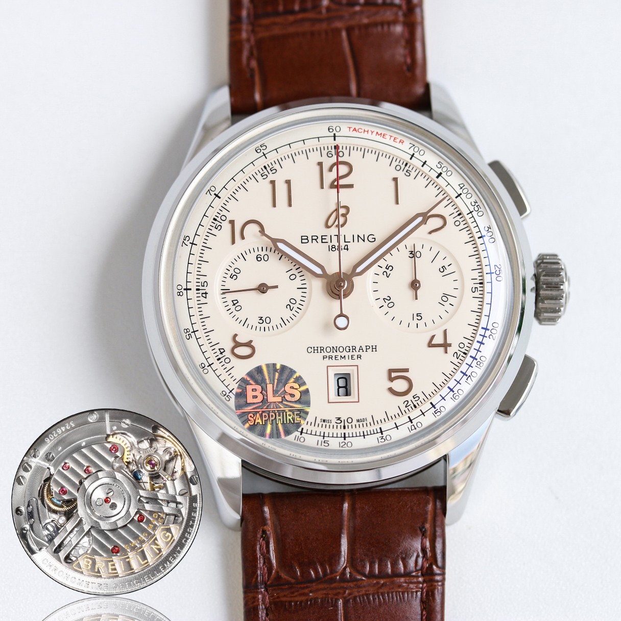 SJ 1850??
BLS New Breitling PREMIER B01 CHRONOGRAPH ??R2 42 In the early 1940s, Willy Breitling was already envisiving the post-war era when practicality would be replaced by unrestrained optimism. He began to design a chronograph watch that was both prac