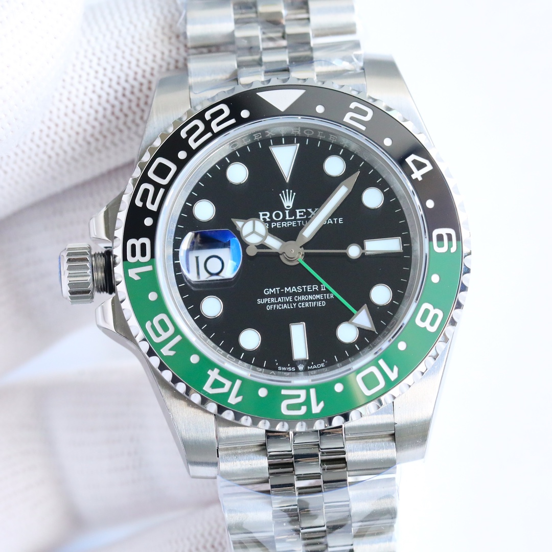From 1600
C upgraded V2 ROLEX GMT series ??EA1 latest version 3285 no degree movement, MARKET latest C/Clean, best matched with original style, original ceramic custom one-piece ceramic bezel, ceramic bezel mouth color matching, one-piece bezel mouth, one