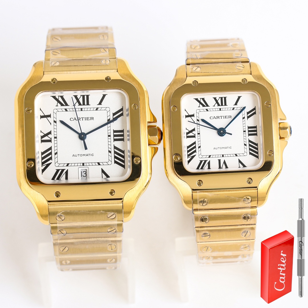 1650 electroplated steel strap +100
Women's ring mouth drill +100
Produced by BV
Cartier SANTOS series watches
Technical features: (Santos) series
1 ? Crystal: Sapphire glass crystal + fisheye glass, glass electroplated anti-fingerprint + transparent film