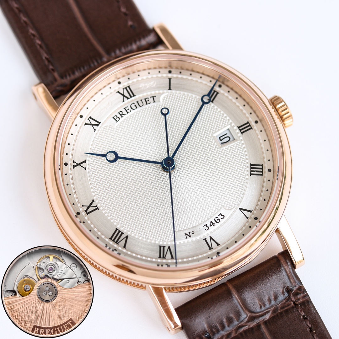 1150 gold +50
New release [Ultra-thin Ultimate Minimalist]
BREGUET 5177BA ultra-thin classic watch makes an elegant debut
1: [Case] Dimensions 38m/8.5m (Authentic) The ultra-thin case features a CNC-engraved coin-shaped outer line process, with elegant lu