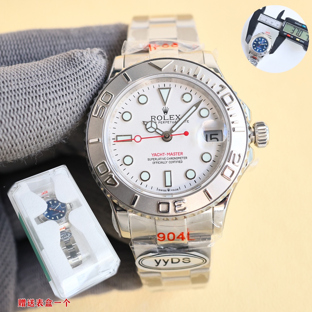 White case 1150 Gold case 1200
Order now and get a Rolex special storage case
yyDS factory upgrade 37mm Yacht Master series correction details
1. Use independent electroplating process, no white spots in dead corners 2. Steel head grains are solid steel c