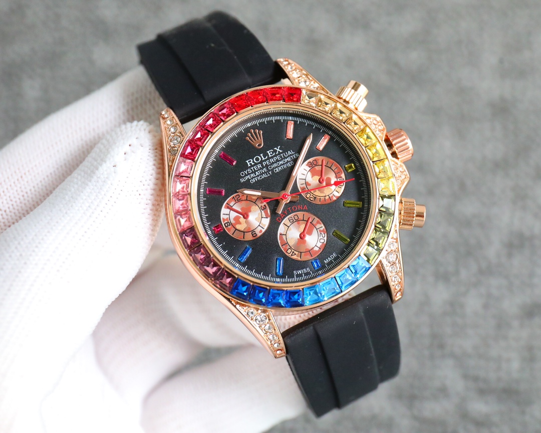 ?? New Rainbow Di 70
Rolex Cosmograph Daytona! Imported quartz movement, mineral super glass, steel strap, comfortable to wear! 40mm in diameter ? ?, colour more prominent, shine brighter!
