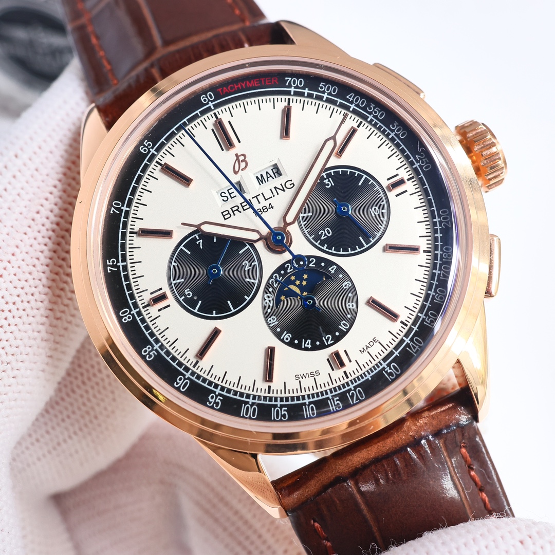 SJ white case 1450 gold case 1500
GF Factory Breitling Priya collection ??R29
It still maintains the quality of the original piece, the best workmanship, highly recommended!
[Diameter] 42MM, the same size as the original
[Strap] The calfskin strap is exac