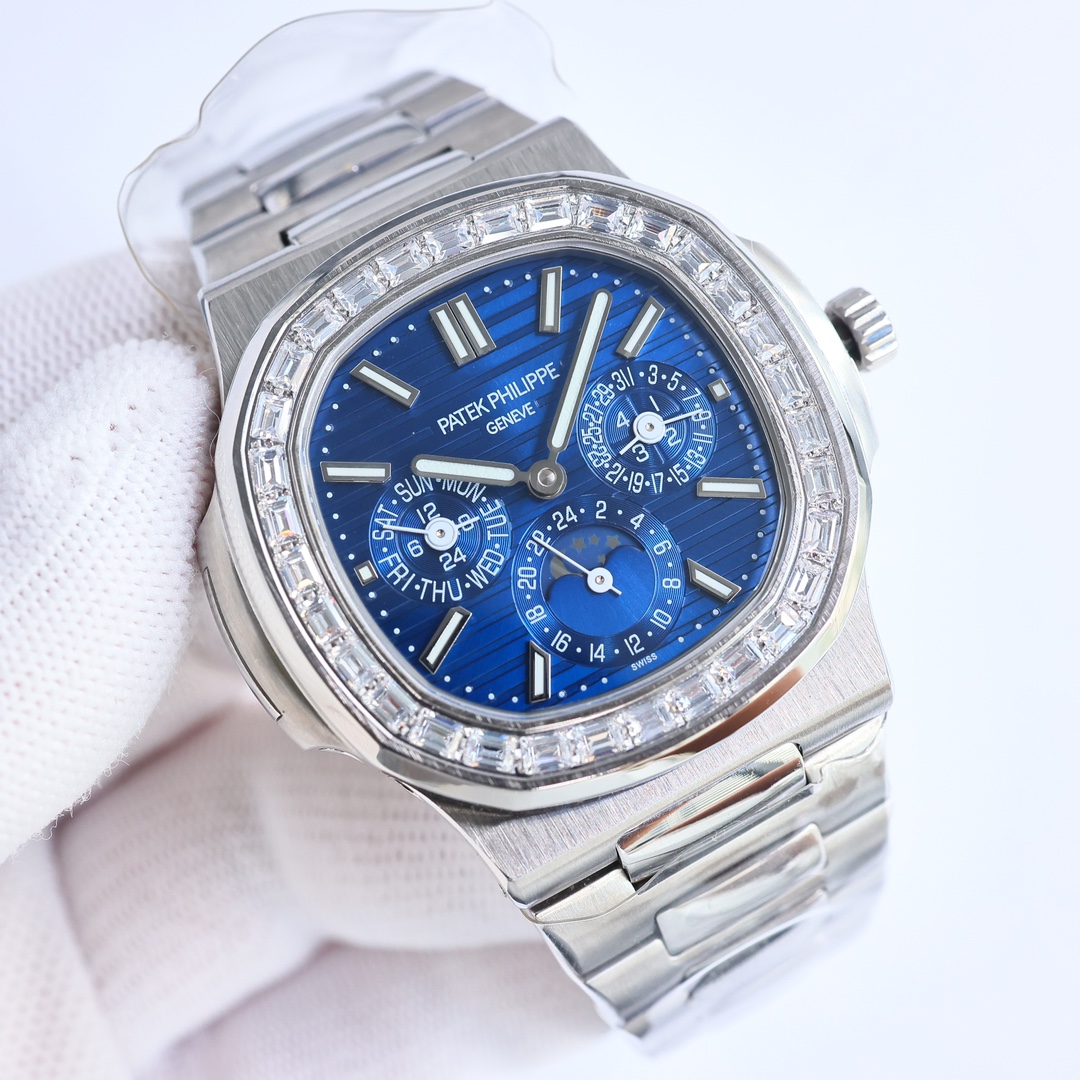 SJ white case 1600 Gold case 1650 diamonds ?100
V2 version PP Patek Philippe 5740/1G-001-- Super-complex multi-functional Nautilus makes a grand debut ??R68 The first Nautilus complex watch ever launched, a casual sports watch crafted with super-complex c