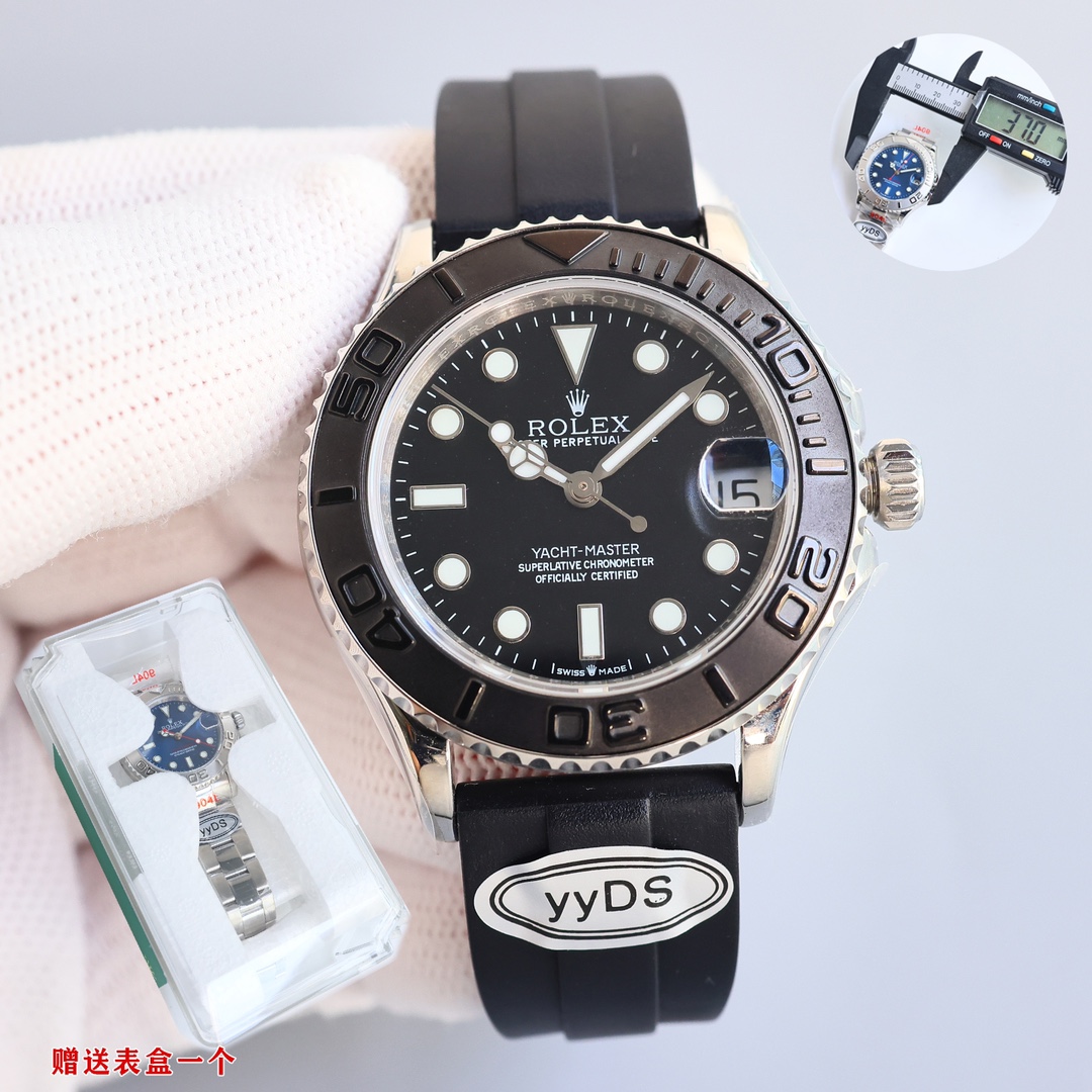 White case 900 Gold case 950 (rubber-steel same)
Order a Rolex special storage case
yyDS factory upgrade 37mm Yacht Master series correction details
1. Use independent electroplating process, no white spots in dead corners 2. Steel head grains are solid s