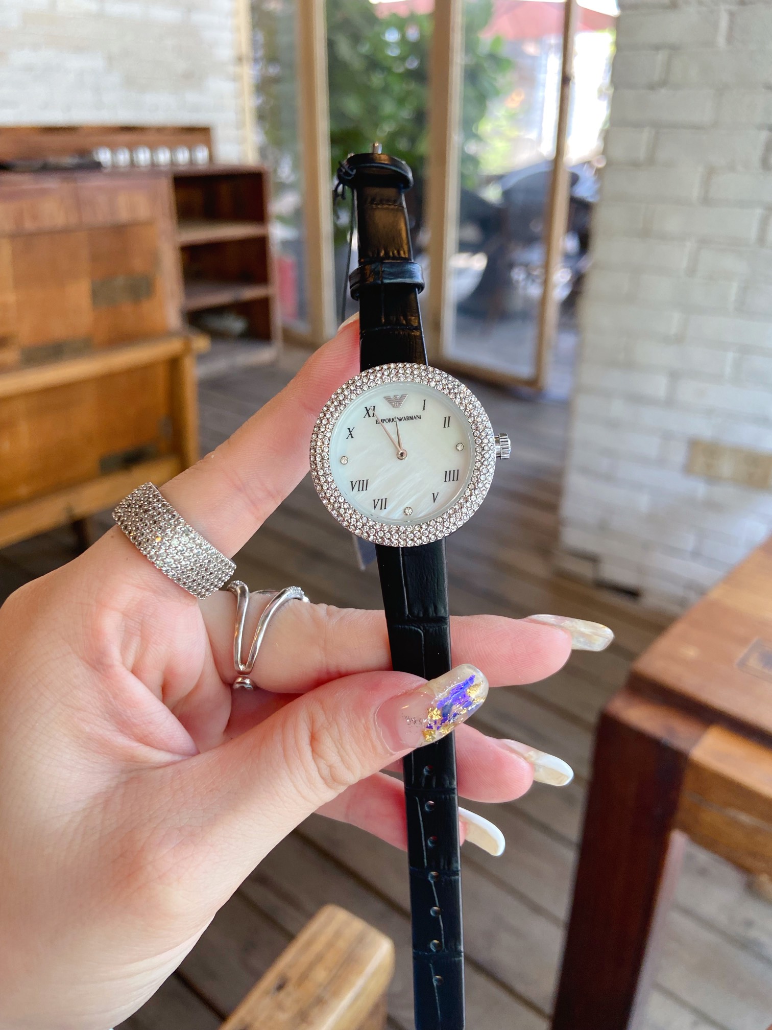 ???? 75-inch LCD display ?? stopwatch speedometer accurate to 1/1000 second shockproof anti-magnetic 200-meter water resistance 48 city time countdown alarm Full automatic calendar The new Armani casual ladies' watch, the same as Tong Liya, showcases the 