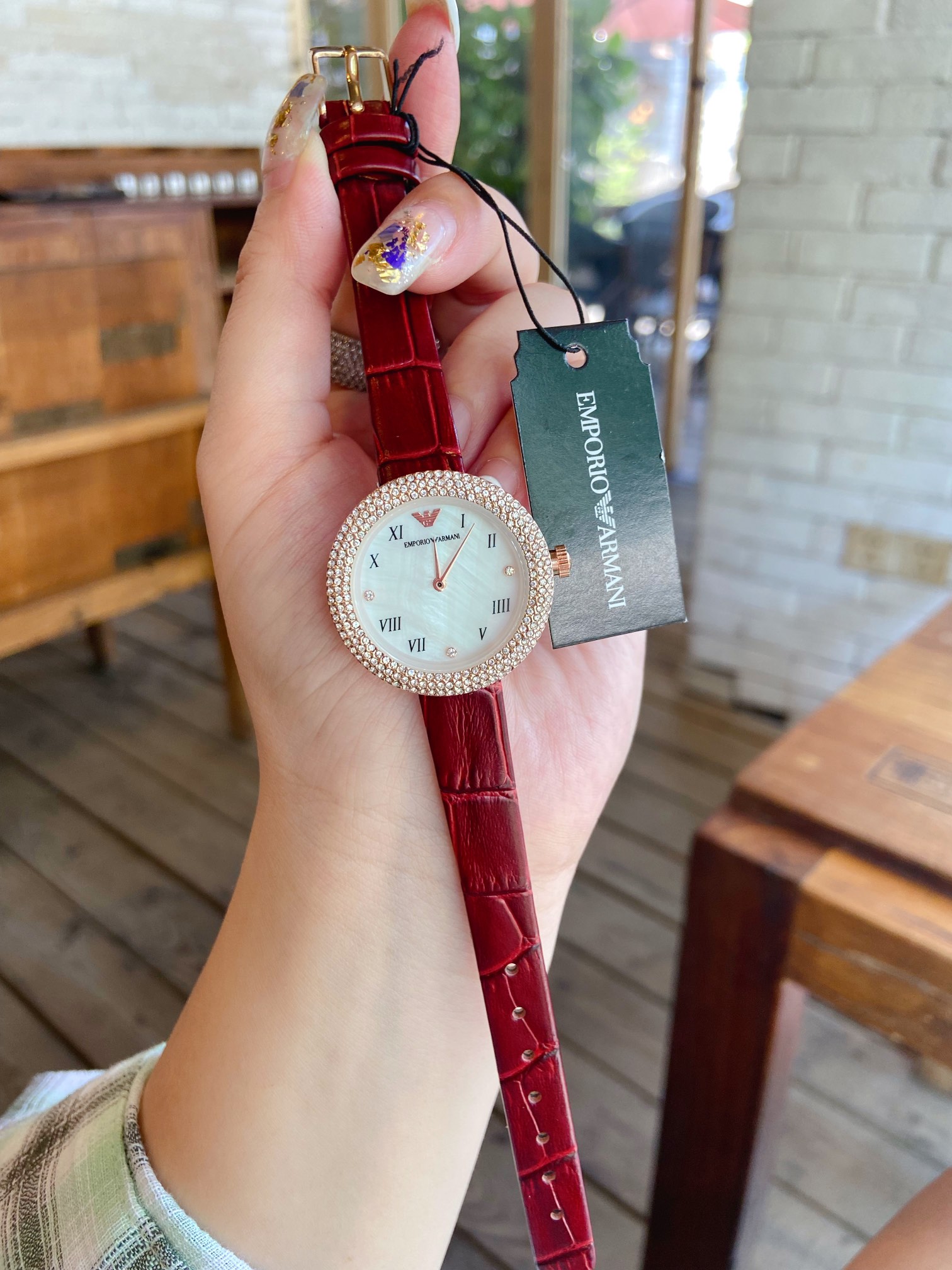 ???? 75-inch LCD display ?? stopwatch speedometer accurate to 1/1000 second shockproof anti-magnetic 200-meter water resistance 48 city time countdown alarm Full automatic calendar The new Armani casual ladies' watch, the same as Tong Liya, showcases the 