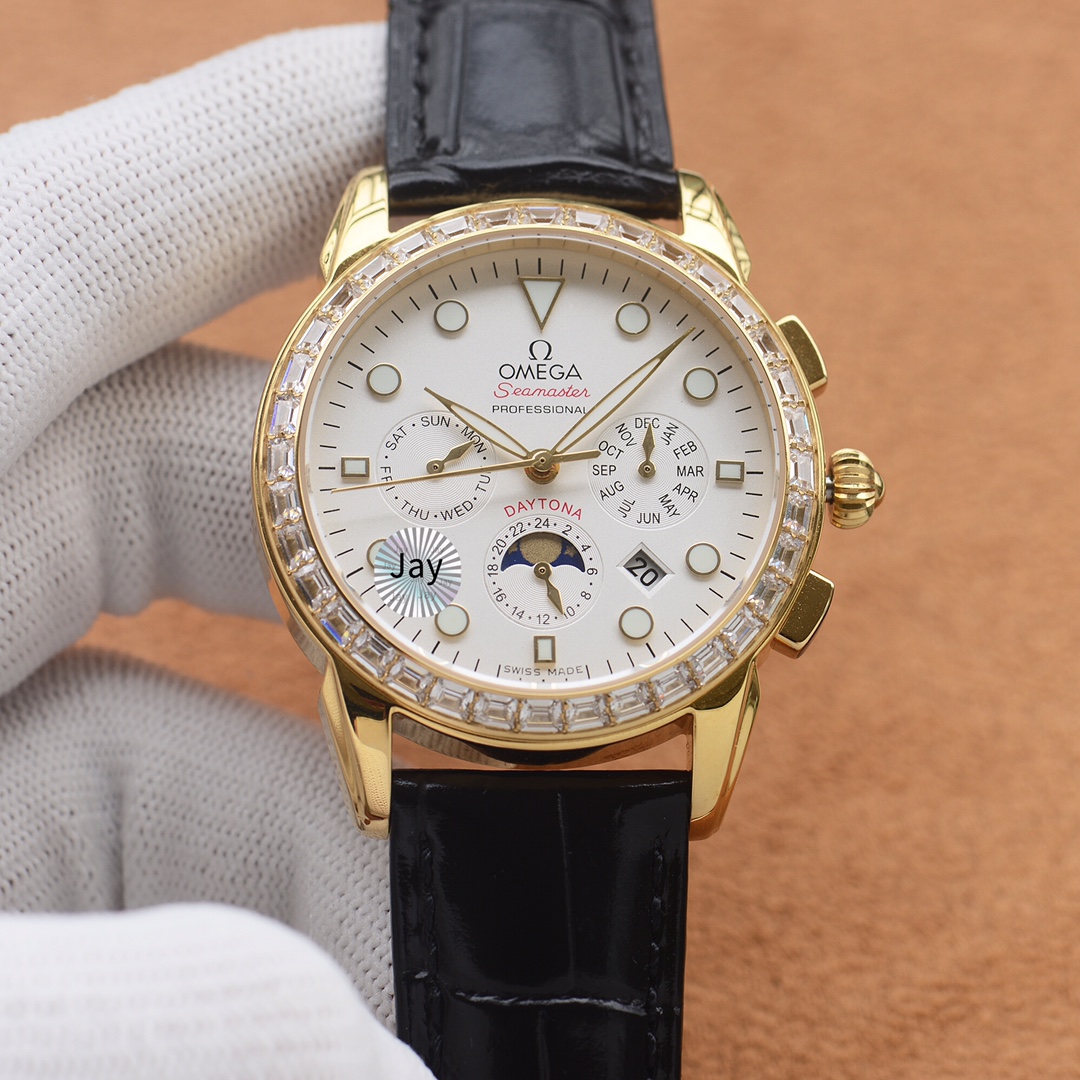 White case 1500, gold case 1550
Jay from ?? the latest masterpiece - OMEGA OMEGA - series multi-functional men 's watch 1. With Japanese original 9100 (zero repair) multi-functional automatic mechanical movement (day-month 24-hour calendar) accurate timek