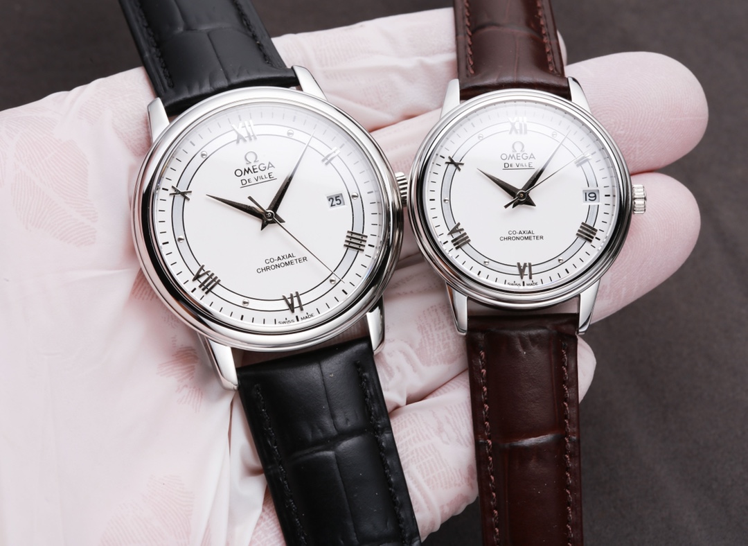 White 500. Gold ?20. Steel ?30
Omega - De Ville collection - Couple watches! Genuine mold, ?? The dial is in the same sunburst pattern as the genuine, curved hour ding ?? glass upgraded to high definition arched double sapphire glass (clearer display, scr