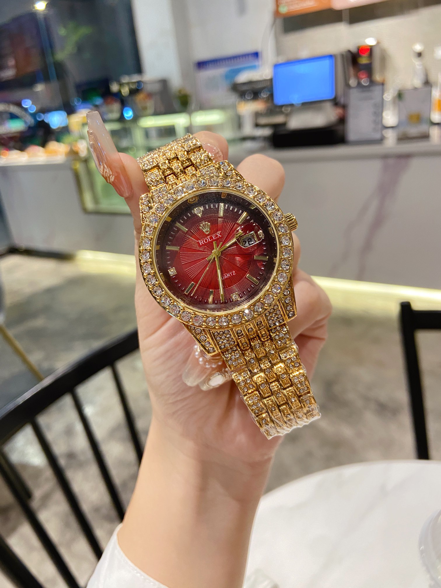 ??95?? Rolex -?? explosive style full diamond case one of a kind perfect with imported quartz movement men 's watch, the latest style fine men' s watch noble and elegant ~ gentleman style, high-end mineral mirror glass, imported vacuum furnace electroplat