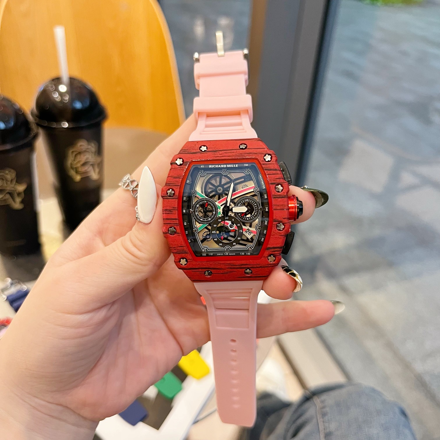 ??100 true six hands multi-function chronograph seconds constant time [RICHARD MILLE ?? Richard Mille] ???? The powerful and elegant HIGH-END men 's fashion watch with imported quartz movement pure handcrafted luxurious and elegant letter face engraving d