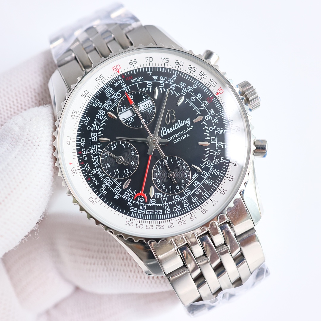 SJ 1900
BREITLING, Montblanc Chronograph A21033012 is coming! ??RW4
1 ? This complex multi-functional chronograph watch has calendar, month, day of the week, 24-hour display, chronograph function, etc. The dial is sharp and the time reading is clear. Each