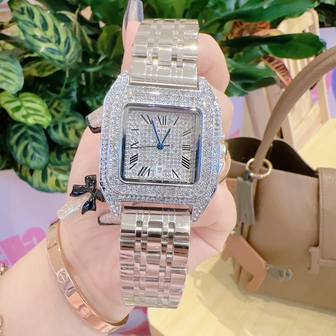 ?? 100
Brand: Cartier full diamond luxury, fine and elegant watch, classic Roman design dial, noble and elegant, fashion recommendation, bestseller throughout the city. Top-quality solid strap with double snap fasteners, mineral super mirror, size 40*12mm
